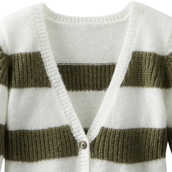 NWT Oshkosh B'gosh Girls Knit Sweater Green Striped Cardigan L/S Top 6, … - Picture 2 of 5